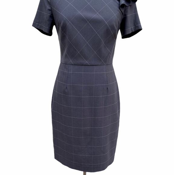 Banana Republic Windowpane Ruffle Shoulder Dress - Picture 7 of 12